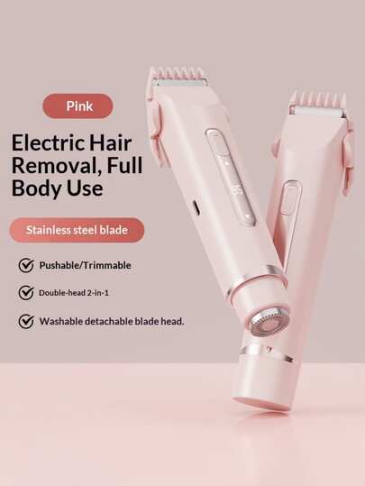 SKYWORTH Máy tỉa lông bikini và toàn thân 2 trong 1 dành cho nữ, lưỡi dao gốm không gây đau, lý tưởng để triệt lông vùng nách, mặt, môi, mũi, chân, sạc USB, thiết kế nhỏ gọn, dễ mang theo khi đi du lịch, đầu tỉa kép mượt mà cho toàn thân.