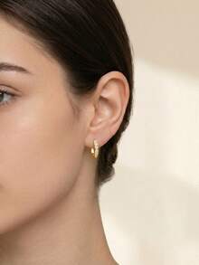 Anting-anting Lingkaran CZ Berkilau Elegan Bentuk Tapal Kuda, Anting-anting Perak S925 Mungil dengan Kotak Hadiah untuk Pemakaian Sehari-hari & Pesta - Emas - View 4