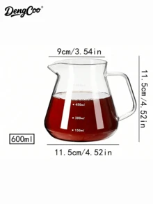 Dengcoo 1pc Glass Coffee Pot With Scale, Moka Pot, Handmade Coffee Pot Without Lid - Transparent Square Handle Sharing Pot Without Lid - View 12