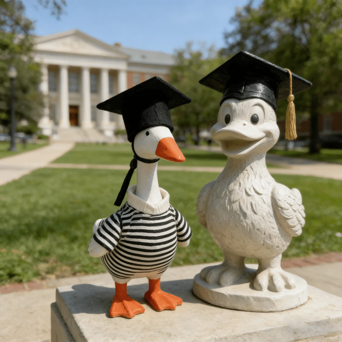 Graduation Desktop Goose Outfit Creative Mini Plastic Goose Striped Clothes, Hat, Sunglasses For Home Party Decor - A - 查看 1
