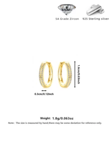 Luxurious Gold Full Pave Rhinestone Double Row Hoop Earrings, Sparkling Zirconia Ear Jewelry, With Gift Box, Suitable For Wedding And Daily Wear - Gold - View 7