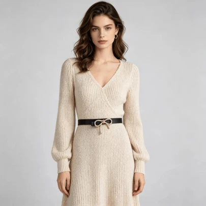 Solid Color Bow Belt For Women, Dress Belt - Y2K Style Suitable For Daily And Holiday Wear