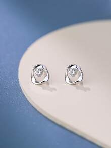Bông tai bạc 925 đính đá Cubic Zirconia hồng hình hoa, bông tai vòng mạ vàng đính đá Cubic Zirconia hình bầu dục, trang sức lãng mạn ít gây dị ứng dành cho phụ nữ, kèm hộp quà. - Bạch kim - Xem 4