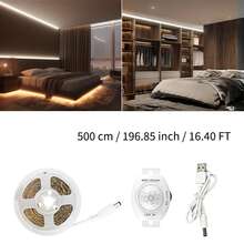 1条DIY友好型5V USB人体感应LED灯带，感应范围1-3米，柔性自粘胶带，适用于楼梯、走廊、卧室、厨房等场所。 - Turtle Shell Motion Sensor Neon Light - 查看 11