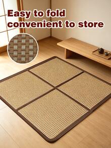 Foldable Japanese-Style Rattan Woven Cooling Mat, Breathable Non-Slip Tatami Floor Carpet For Bedroom/Living Room, Summer Use, Easy Storage - Folding Carpet - View 11