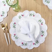 American-Style Placemat Set With Embroidered Charger Plates And Simple Napkins. Table Setting Kit With Simple Napkins. - Cuervo - Ver 8