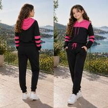 Girls' Tracksuit Set, Sizes 4 To 14 Years. - Hot Pink - View 4