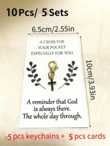 10Pcs Cross Keychain Set Pocket Inspirational Card Gift Lucky Talisman, Creative Gift Lucky Talisman Keychain For Friends - Multicolor - View 12
