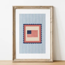 1 pezzo Quadro da parete in tela con bandiera americana in stile rustico, opera d'arte stampabile con bandiera americana in stile accademico, motivo a bandiera USA per il 4 luglio, decorazione americana, quadro su tela, arte con ragazza di moda, opera d'arte con citazione ispirazionale, decorazione per la casa, tela appesa - A - Visualizzare 1