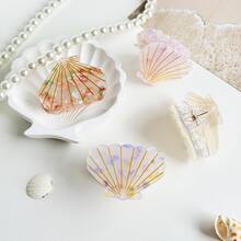 1pc (Spring/Summer) Elegant Sweet Ocean Element Faux Line Shell Starfish Hair Clip, Delicate Cartoon Design Hair Accessory, Fashionable Hair Clip, Suitable For Casual, Vacation, Outfit Matching, Medium Size Hair Clip,Festival,Party - Multicolor - View 4