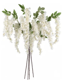 Nejlue Artificial Flowers/Plants1111 Home & Living 1 dây leo hoa tử đằng nhân tạo màu trắng dài 120cm, thích hợp trang trí nhà cửa, đám cưới, tiệc tùng, bình hoa đặt sàn, ban công, cổng cưới, bó hoa cưới, Ngày Valentine, Ngày của Mẹ, tiệc mùa xuân, tựu trường, trang trí sân vườn trong nhà và ngoài trời. - trắng - Xem 7
