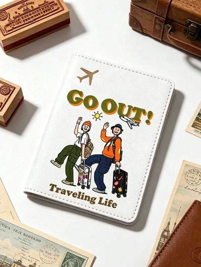 Minimalist Travel Passport Holder - Lightweight Travel Document Wallet, Cute Cartoon Design, Durable Synthetic Leather Passport Cover, Suitable For Airport And Travel, Perfect Gift For Friends, Family, Colleagues, Essential Passport Holder For Travel, Available In Multiple Colors.