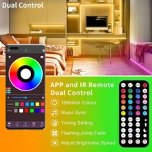 1 dải đèn LED RGB 20ft (khoảng 6 mét) kèm điều khiển từ xa, thích hợp cho phòng ngủ, trang trí nhà cửa, phòng khách, nhà bếp, trang trí tiệc tùng, tận hưởng ánh sáng tuyến tính, tạo nên những sắc màu lãng mạn. - Dải đèn - Xem 5