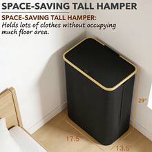 Laundry Hamper With Lid, 110L Large Tall Fabric Clothes Basket, Bamboo Frame & Handles Always Upright, Collapsible Dirty Laundry Bin With Detachable Rods, For Bedroom Bathroom Dorm RV Camping,Black - màu đen - Xem 3
