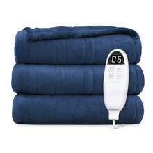 Heated Blanket Throw, 72"Lx84"W Oversized Flannel Heated Blankets, Warm And Snuggly Cozy, Auto Shut-Off 10 Hours, Machine Washable, - 藍色 - 查看 7
