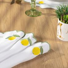 American-Style Placemat Set With Embroidered Charger Plates And Simple Napkins. Table Setting Kit With Simple Napkins. - Limón blanco - Ver 5