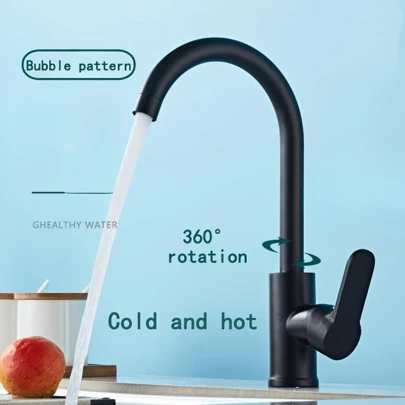 Grifo de cocina giratorio 360° con función de agua aireada - Flujo de agua suave, diseño de control de temperatura dual, fácil instalación, preferido por los diseñadores de cocinas