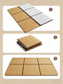 Foldable Japanese-Style Rattan Woven Cooling Mat, Breathable Non-Slip Tatami Floor Carpet For Bedroom/Living Room, Summer Use, Easy Storage - Folding Carpet - View 8