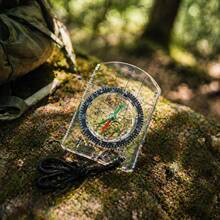1pc Mini Acrylic Map Compass With Ruler - Transparent Portable Navigation Tool With Lanyard, Suitable For Hiking, Camping And Orienteering - one-size - View 3