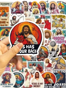 50pcs Funny Jesus Stickers, Creative Gift Stickers, Suitable For Tablet Computer, Notebook, Phone Case, Notebooks, Etc. - Multicolor - View 6