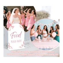 1 pieza Soporte de exhibición de sobremesa acrílico plano 2D, 1 pieza Lazo rosa "Disfruta de la delicia" - Decoración de mesa de postre con arco acuarela, adecuado para baby shower, despedida de soltera, fiesta de cumpleaños, cartel acrílico para mesa de postres, bandera de cinta de satén, decoración de sobremesa, decoración de fiesta - Multicolor - Ver 5