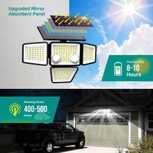 SZRSTH 1/2/3/4 Pcs Solar Outdoor Lights,4 Heads, 3000LM, IP65 Waterproof,1400 MAh,270° Wide Angle Security Flood Wall Light For Backyard,Courtyard, Garage, Porch,Home Decor,Perfect Holiday Gift - trắng - Xem 3
