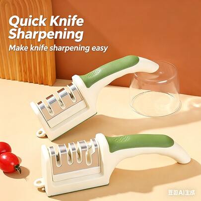 1pc Knife Sharpener, Convenient & Quick, Replaceable Sharpening Heads, 15° And 20° Angles, Suitable For Stainless Steel Kitchen Knives And Scissors