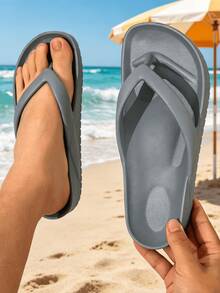A Pair Men Thick Sole Cloud Flip Flops Arch Support Non-Slip Soft EVA Summer Beach Casual Slide Slippers - Grey - View 8