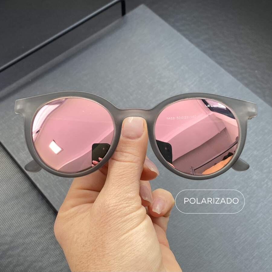 Lightweight Unisex Round Polarized Sunglasses, High Quality With UV400 Protection, Casual, Sporty, Versatile. - Beach Graphite/mirrored Pink - View 1
