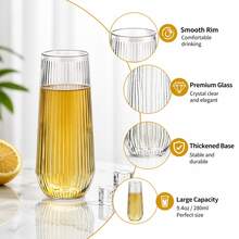Champagne Glass - 1/8 Set Of PET Champagne Glasses - 266ml, Suitable For Holding Water, Juice, Cocktails, Wine And Desserts. Perfect For Birthday Parties, Weddings, Festivals, Valentine's Day, Christmas. High Quality And Reusable. - View 4