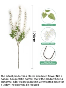 Nejlue Artificial Flowers/Plants1111 Home & Living 1 dây leo hoa tử đằng nhân tạo màu trắng dài 120cm, thích hợp trang trí nhà cửa, đám cưới, tiệc tùng, bình hoa đặt sàn, ban công, cổng cưới, bó hoa cưới, Ngày Valentine, Ngày của Mẹ, tiệc mùa xuân, tựu trường, trang trí sân vườn trong nhà và ngoài trời. - trắng - Xem 5