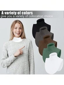 Awegeo Women's Detachable High Collar - Solid Color Striped Knit Collar Insert, Suitable For Sweaters And Hoodies, Adjustable Neck Decor Accessory For All Seasons,Graduation Outfit,Disco - Red - View 5