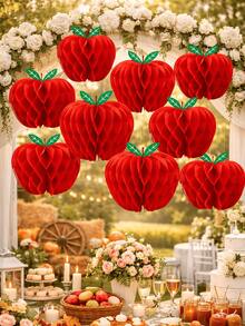 5/3/1件 3D紅色蘋果造型蜂巢紙裝飾，懸掛式紙蘋果飾品，適用學校、花園、房間、生日派對裝飾，教室返校裝飾 - D - 查看 6