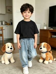 Boys Loose Straight Leg Casual Jeans Pants, Suitable For Daily Wear, School, Outdoor Activities, Autumn - Blue - View 8