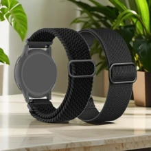 2条装20毫米快拆编织弹力尼龙表带，兼容三星Galaxy Watch 7/6/5/4 FE（40毫米/44毫米）/Galaxy Watch 5 Pro/Galaxy Watch 6/4 Classic（47毫米/43毫米/42毫米/46毫米），男女通用可调节替换表带，兼容20毫米快拆接口 - 20mm - 查看 4
