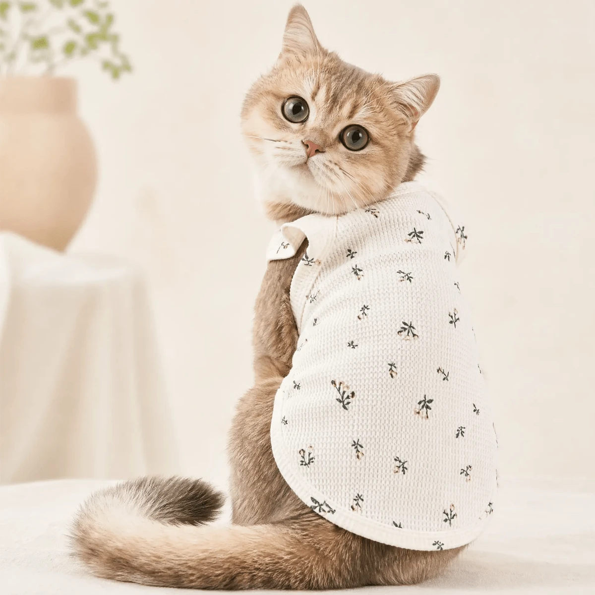 Quần áo cho mèo, áo thun cho thú cưng, áo vest, váy mỏng nhẹ, chống rụng lông, mùa xuân/hè/thu - Nhiều màu - Xem 1