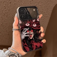 ilustración de anime oscuro de ojos malévolos  17 Air/17 Pro/16 Pro/15 Pro Max/14 Plus/13 Pro/12/11 Pro/XS Max/XR - Rosa - Ver 2