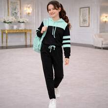 Girls' Tracksuit Set, Sizes 4 To 14 Years. - Mint Green - View 11