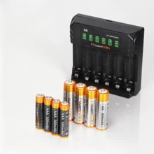 PowerKAN 多功能 AA+AAA 电池充电器套装:N6 6 槽 USB 充电器 (5V 2A) + 8 节 1.2V 镍氢充电电池 (4 节 AA 800mAh + 4 节 AAA 300mAh) - 家用电子产品的完美电源解决方案! - 是 - 查看 2