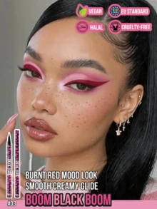 Misslyn 1入 BOSS BABE! Boom 黑色液體眼線筆，持久霧面防汗，高顯色液體墨水，打造大膽清晰線條，棕色/黑色/紅色/藍色，防暈染、防汗，適合 Y2K、生日、情人節、新年禮物 - 03 RED - 查看 11