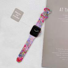 Dây đeo đồng hồ họa tiết hoa tương thích với Apple Watch 38mm 40mm 41mm 42mm 44mm 45mm 49mm, quà tặng cho cả nam và nữ, dây đeo cổ tay mềm mại với họa tiết hoa dễ thương dành cho Apple Watch Series 10 9 8 7 6 5 4 3 2 1 SE Ultra - trắng - Xem 2