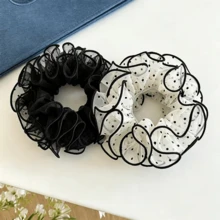 Chouchou minimaliste à pois français pour queue de cheval basse et chignon, élastique à cheveux élégant, accessoire capillaire polyvalent pour tous les jours - Multicolore - Voir 11