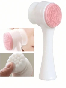 Double-Sided Double-Ended Facial Cleansing Brush, 2 Colors Available (Blue And Pink) Soft Bristle Silicone Face Brush, Manual Deep Pore Cleansing Brush, Blackhead Removal Facial Cleansing Tool, Suitable For Sensitive Skin/Home/Travel, Facial Skincare Tool - Multicolor - View 6