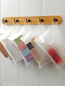 Transparent Reusable Zipper Bags With Finger Loops With Durable Handles,Multifunctional Cosmetic Pouch,Suitable For Travel Storage,Space Saving - Multicolor - View 5