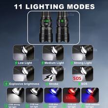 Kraftfull LED-ficklampa, USB-uppladdningsbar taktisk ficklampa, ultraljus, lång räckvidd, zoombar ficklampa, fiskelampa - Svart - Visa 6