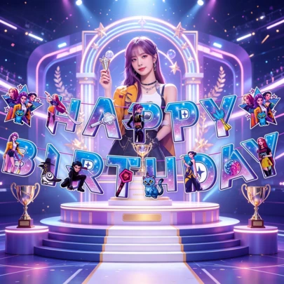 1 chiếc banner trang trí chủ đề nhóm nhạc nữ độc quyền, thích hợp cho trang trí tiệc K-POP và các sự kiện dành cho người hâm mộ.