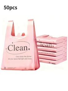 50 piezas de bolsas de basura de dormitorio de gran capacidad, estilo mochila, de color rosa, de material extremadamente grueso y de gran tamaño, diseñadas especialmente para dormitorios - bolsos - Ver 6