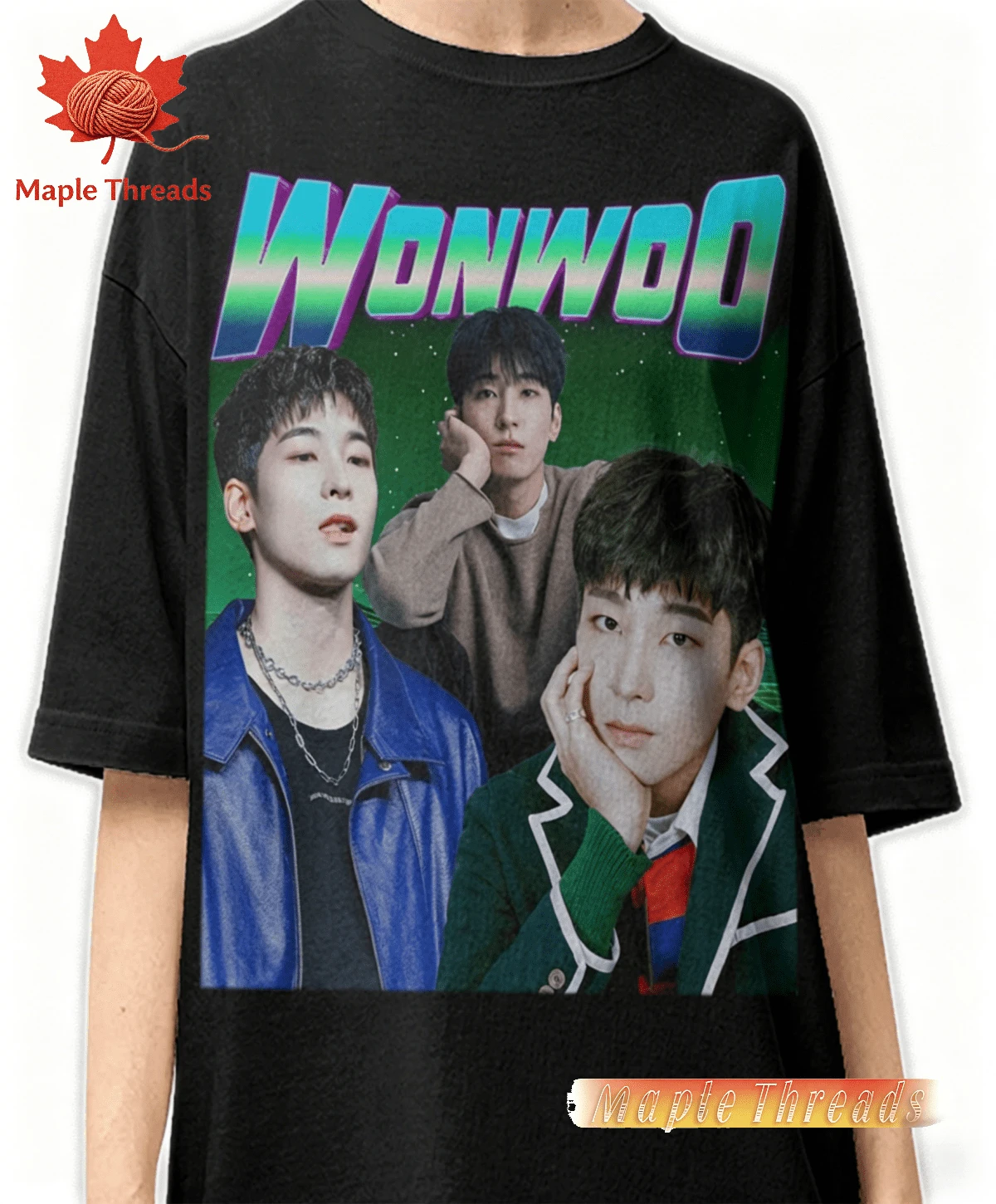 WONWOO S EVENTEEN K-POP Bootleg Shirt  Wonwoo 17 Concert Band Tee  Jeon Woon-Woo S Eventeen Vintage T-Shirt  Carat K Pop Boyband Tour Merch Mother's Day - 黑色 - 查看 1
