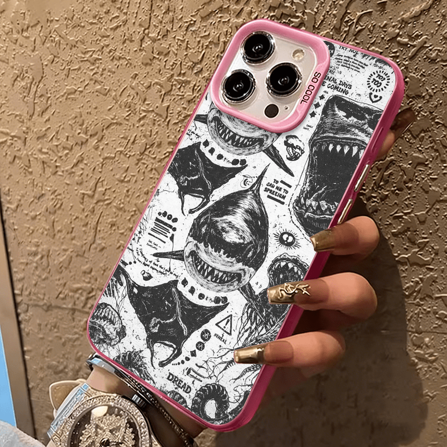 Tiburón de grafiti oscuro  17 Air/17 Pro/16 Pro/15 Pro Max/14 Plus/13 Pro/12/11 Pro/XS Max/XR - Rosa - Añade 1
