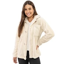Teddy Jacket, Women's Plush Winter Coat With Buttons - 白色 - 查看 1